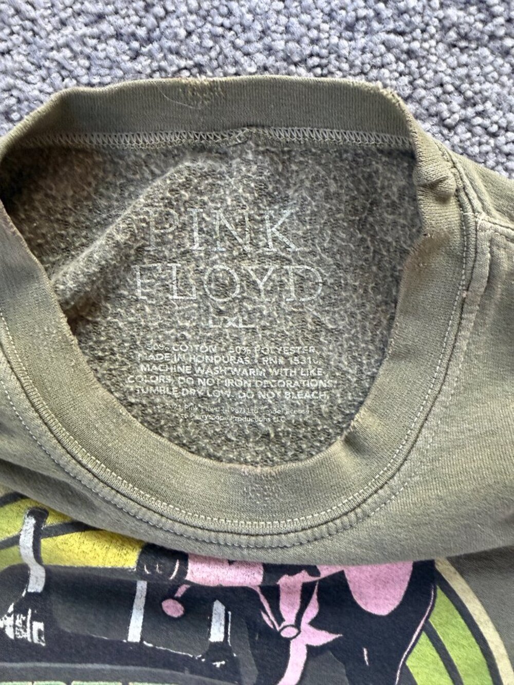 Pink Floyd Animals Tour 1977 Oversized Sweatshirt Green L/XL Urban Outfitters - Picture 7 of 10